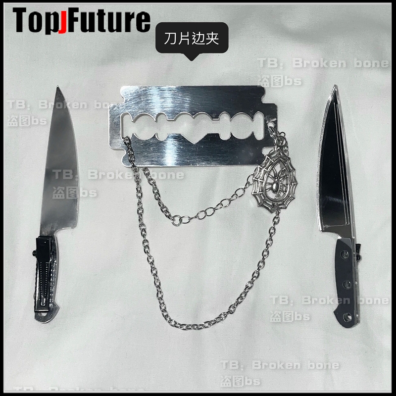 Cosplay Prop Knife - ゴシックロリータコスプレ小物原宿y2kガールズ女性用スパイダーピンパンクスカルヘアピンヘッドドレスブレードナイフパンククールピンヘアピン