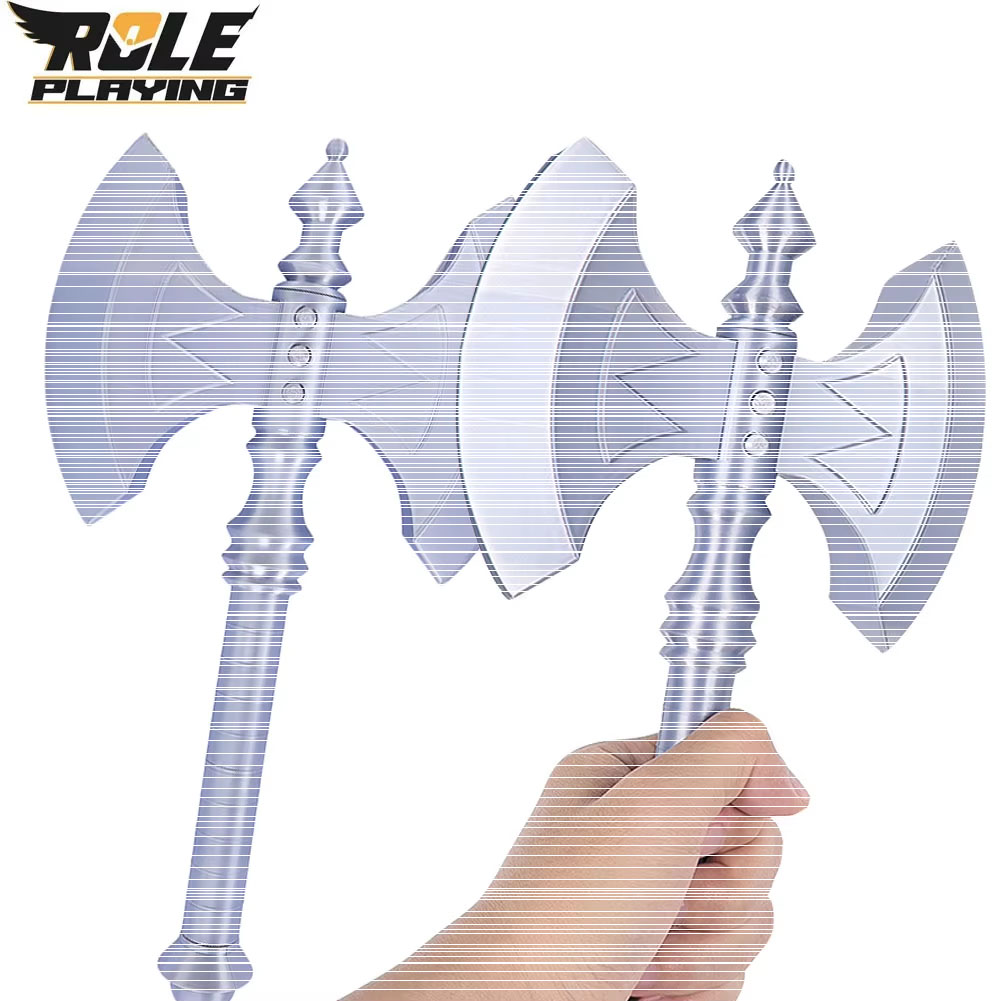 Cosplay Prop Axe - マンアックスコスプレ彼グレートダブルビットアックス小道具装飾品ユニバースコスチュームアクセサリー男性シルバープラスチック武器小道具ハロウィン