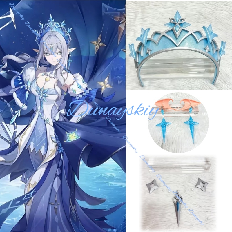 Cosplay Material For Prop - ゲーム『原神』ツァリツァ・アナスタシア コスプレ小道具 透明なグラデーション素材で作られた帽子とイヤリング