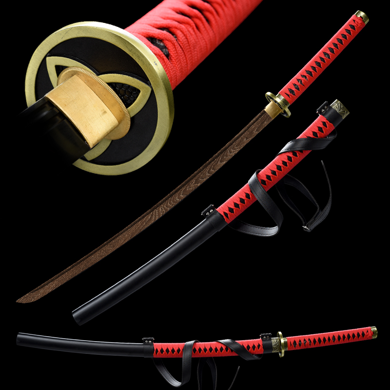 Cosplay Material For Prop - 木製刀ストラップ付き忍者剣フルタングブレード手作りホーム装飾小道具コスプレ