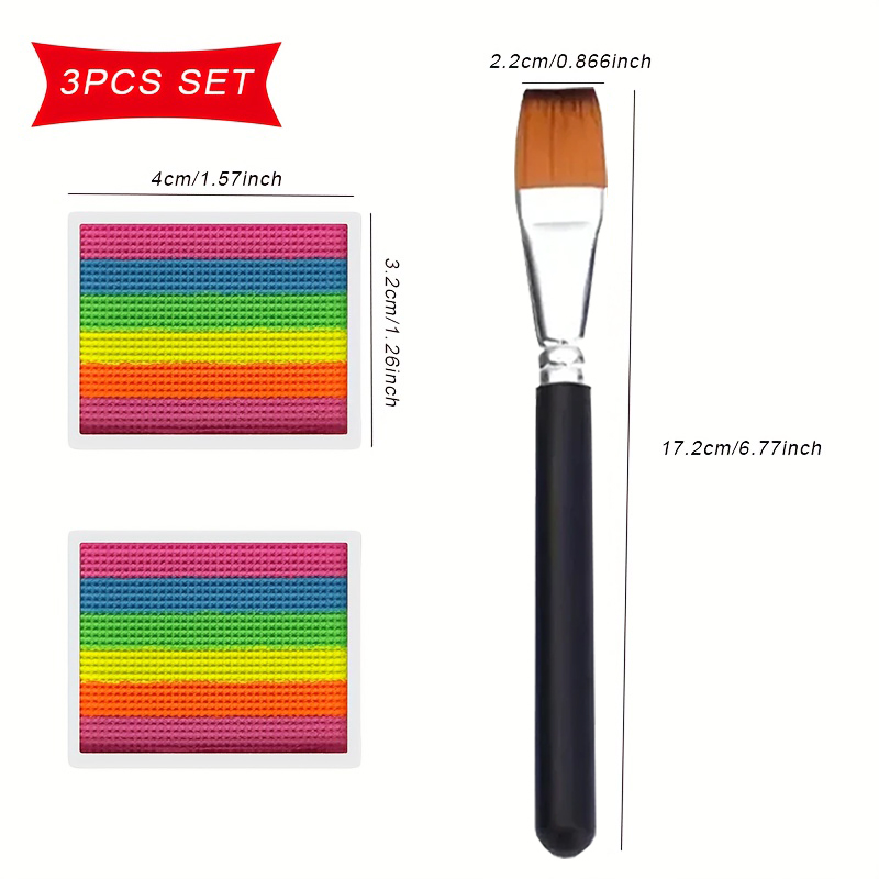 レインボーフェイス＆ボディペイントセット-2個入りスプリット - Cosplay Prop Paint のレビューと価格